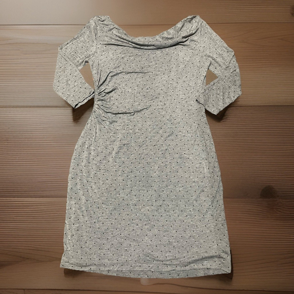 LOFT Dresses & Skirts - LOFT Gray Long Sleeve Dress with Dotted Pattern